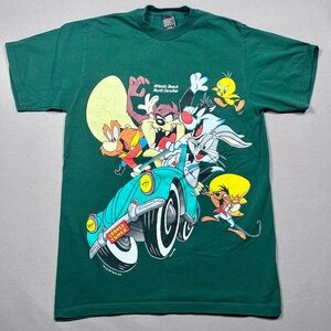Vintage 1994 Looney Tunes Sherry's Best Label Green Atlantic Beach T-Shirt